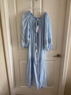 Light Blue Long Sleeve Maxi Dress
